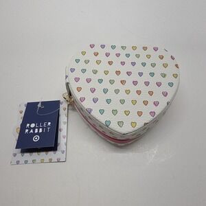 Roller Rabbit Target Heart-Shaped Multicolor Small Jewelry Case with Zip Closure